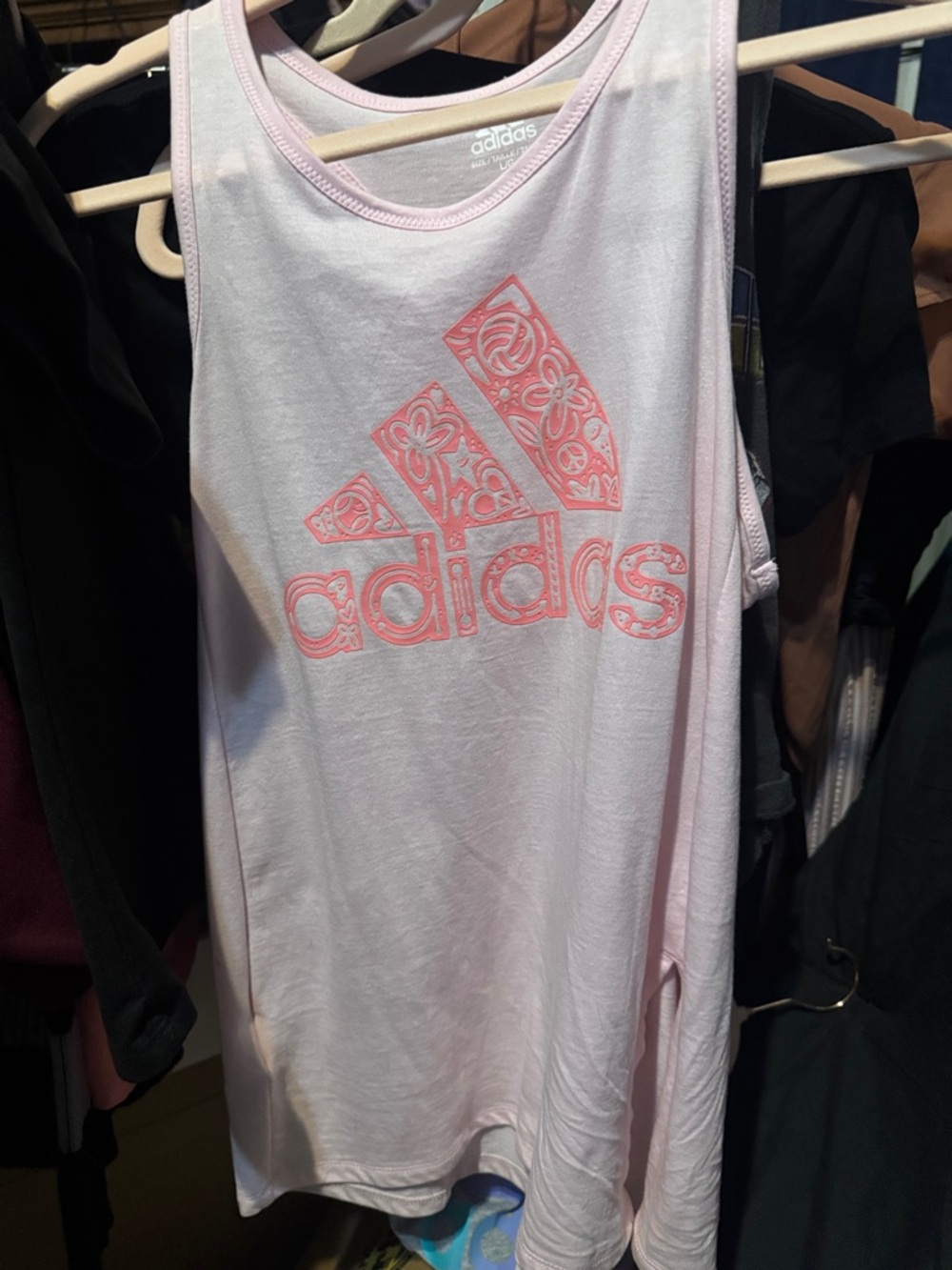 adidas Light Pink Floral Logo Girls' Tank Top